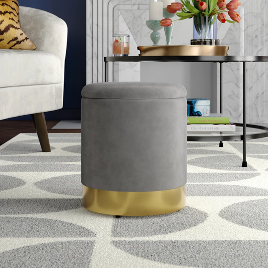 Achilles 30Cm Velvet Round Storage Ottoman