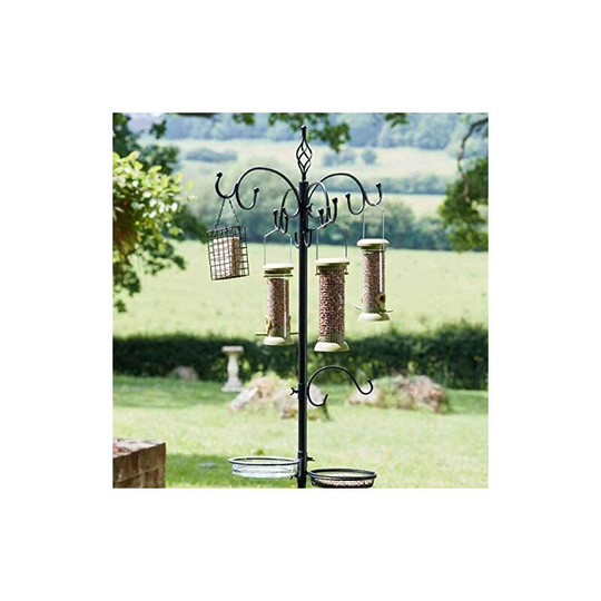 Garden Bird Feeding Station with Hanging Feeders of Peanuts, Fat Balls Suet and Seed Mesh Food Tray And Birds Water Bath