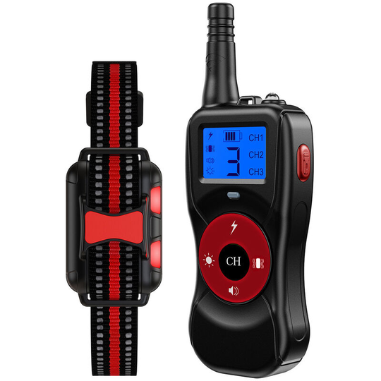 Thsinde - Rechargeable dog training collar with vibration, sound, electric shock and light mode, IPX67 waterproof collar.