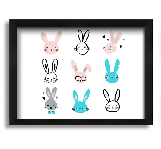 Rabbit Faces - Picture Frame Painting on Canvas
