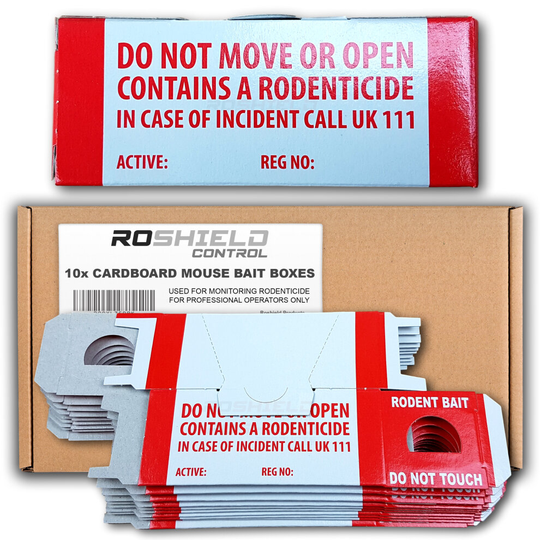 Roshield 10 x Cardboard Mice Boxes for Mouse Poison Control Monitoring