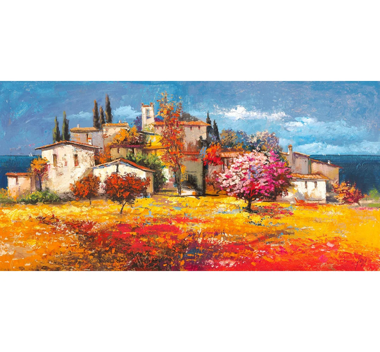 Village On The Sea by Luigi Florio - Wrapped Canvas Painting