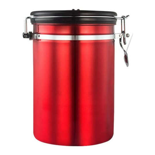 Airtight Stainless Steel Tea Canister, Coffee Canister, Tea Canister, Cocoa, Coffee Beans, Nuts (Red l)