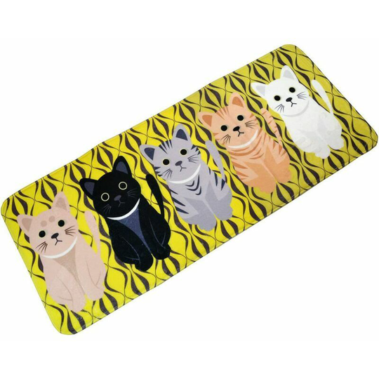 Non Slip Kitchen Rug Absorbent Bath Mat Sink Rug Decorative Flannel Rug Washable Living Room Bedroom Bathroom Yellow Kitten(40x60cm)
