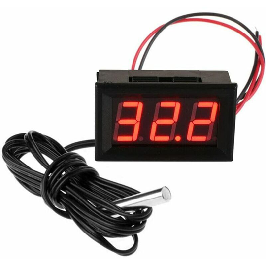 For Refrigerator Aquarium Freezers Mini Temperature Tester WaterproofDigital Thermometer 12V Digital Temperature Meter Gauge Red