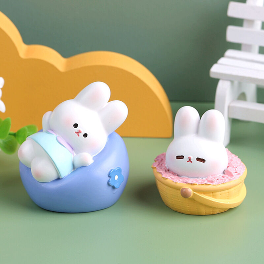 Ilovemilan - 2 car decorations in the style of ins, cute mini rabbit ornaments, office desktop decoration, cake baking, decorations, rabbit year