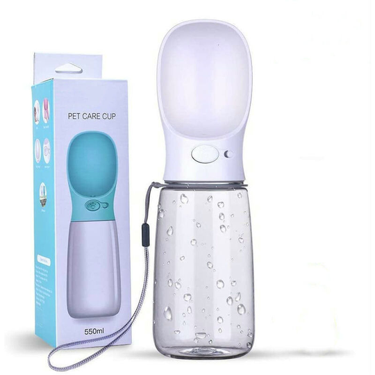 Dog Water Bottle, cjmj Portable Travel Bottle Dog and Cat Pet Travel Water Drink Bottle (350ml, White)