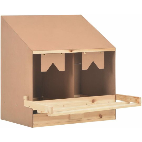 Asupermall - Chicken Laying Nest 2 Compartments 63x40x65 cm Solid Pine Wood