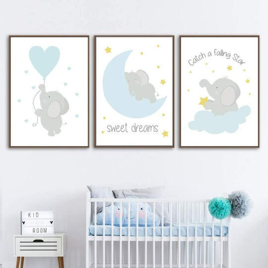 Set of 3 Paintings for Children's Room Girl Pink Baby Posters Set Rabbit My Princess Love Poster Birthday Gifts Unframed M(30X40CM) No Frame b