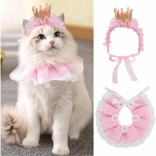 Dog Bandana with Hat for Cat and Small Dog, Pink