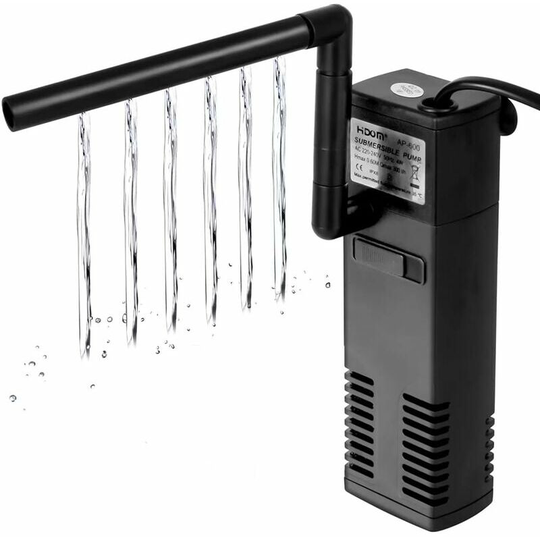 Monly - 4W 300L/H 60L Water Flow Aquarium Filter Fish Tank Internal Filter Aquarium Pump Filter with Fish Filter Sponges
