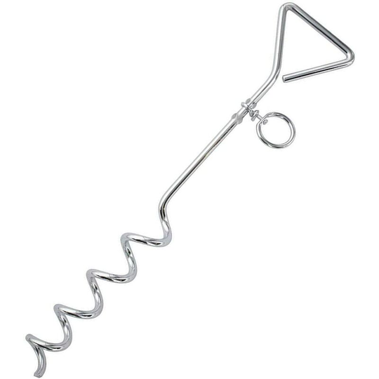 Litzee - Dog Stake for Yard, 8MM x 16'' - Supports Heavy-Duty Tie-Out Cable Chain Leash for Dogs Up To 80 Lbs