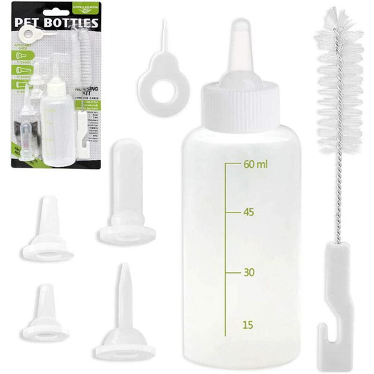 Bottle kitten puppy, bottle breastfeeding for puppy piping brush to clean lactation cat care and animal dog new born baby (60ml