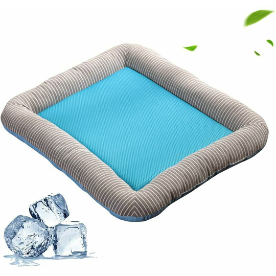 Dog Bed Dog Cooling Mat Basket Cooling Mattress Dog Cooling Pad Pet Cooling Basket Pet Cushion Dog Blue Mesh Strips 43*33cm