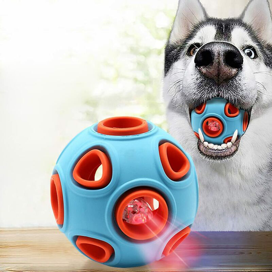 Aougo - led Dog Ball Dog Toy Ball Interactive Bouncing Light Ball with Elastic Flashing Dog Ball led Glitter Dog Toy (Bule Ball with led)