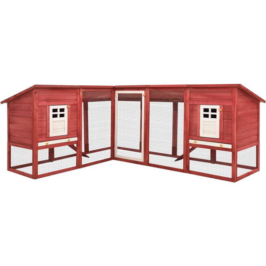 Vidaxl - Outdoor Rabbit Hutch with Run Red and White Solid Fir Wood Red