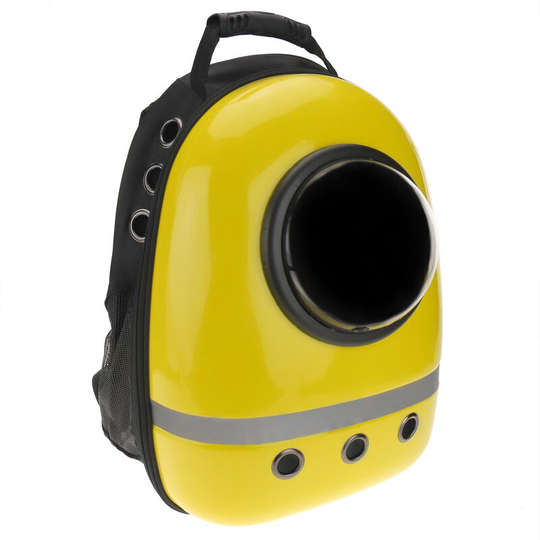 Pet bubble capsule Backpack for transporting cats and dogs. Rigid yellow plastic carrier - Citybag