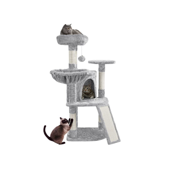 42' Plush Cat Tree Cat Tower for Small/Medium Cats, Light Grey - light gray - Yaheetech