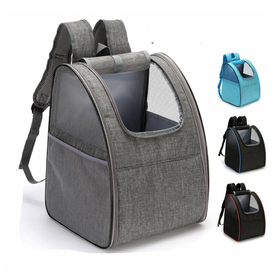 Foldable Pet Carrier Backpack Breathable Mesh Carrier Bag with Inner Pad for Cats and Small Dogs Travel Camping Hiking--Blue