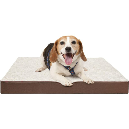 Dog Bed for Large Dogs, Orthopedic Foam Mattress - Dog beds - 76cm * 51cm * 8cm, Brown - Brown