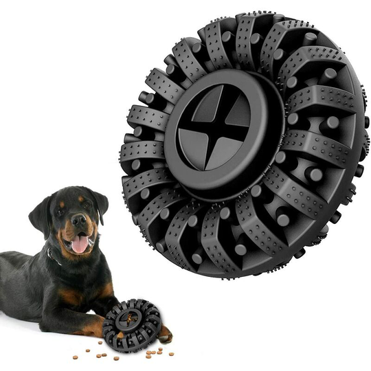 Perle Rare - Durable Dog Chew Toy for Aggressive Chews, Solid Tire, Non-Toxic Resistant Rubber Teeth Cleaning Toys for Large Medium Dogs, Interactive