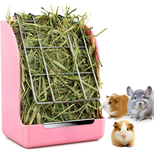 Rabbit Feeder Bunny Guinea Pig Hay Feeder, Hay Guinea Pig Hay Feeder, Chinchilla Plastic Food Bowl (Pink) - Muff