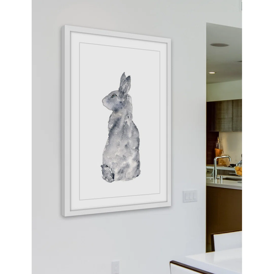"Rabbit Silhouette" by Thimble Sparrow Framed Painting Print