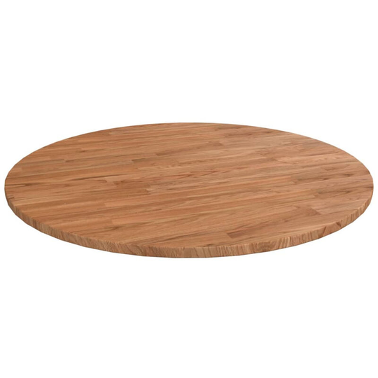 Round Table Top Light Brown ?80x1.5 cm Treated Solid Wood Oak