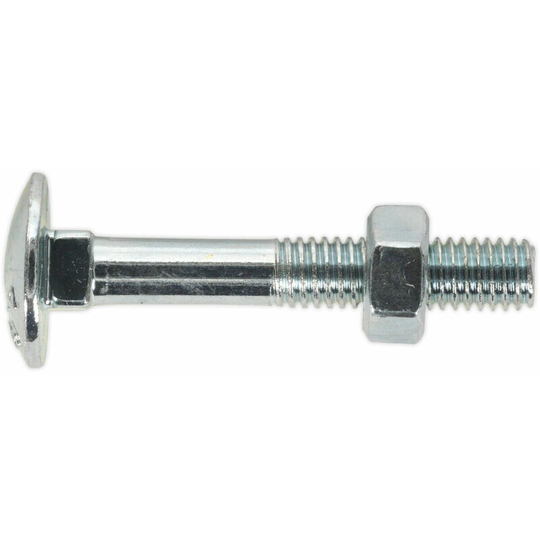 100 pack Zinc Plated Coach Bolt and Nut - M6 x 40mm - 1.5mm Pitch - din 603