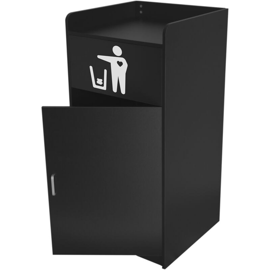 Black Wooden Litter Bin & Tray Stand - Black