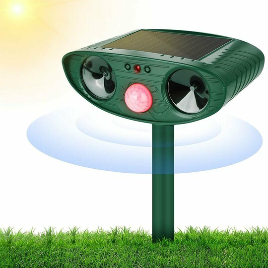 Monly - Ultrasonic Cat Repeller, Ultrasonic Cat Repeller for Wildlife, Waterproof Solar Powered Animal Repeller with Motion Sensor for Anti Cat, Dog,