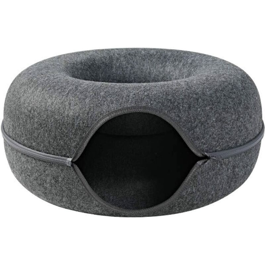 Cat Nest, Round Felt Pet Nest, Cat Tunnel Nest, Felt Cat Bed, Light Gray, 50 * 50 * 25cm