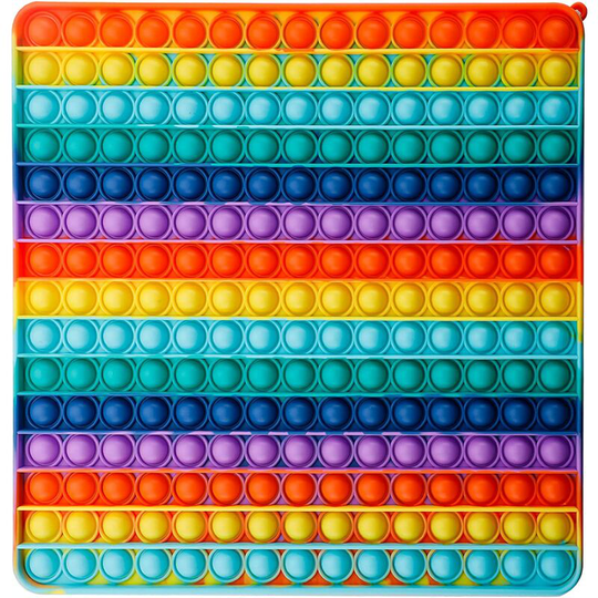 Big Size Push Pop Pop Bubble Fidget Toy, Rainbow Square 225 Bubbles 11.8 Inch Pop Bubble Sensory Fidget Toy for Kids and Adults, Fidget Popper Stress