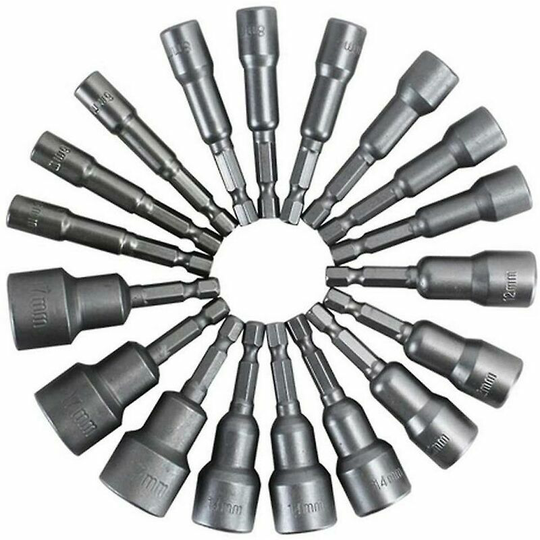 Bearsu - 10 Piece Metric 1/4 Shank Magnetic Nut Driver Socket Adapter Hex Drill Bit Set