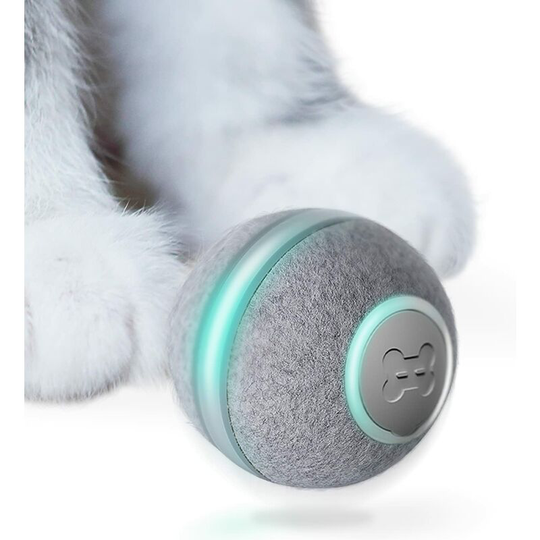 Interactive Cat Toy , Smart Self-Rotating Bouncing Ball for Indoor Kitten, with 3 Modes, Convertible led Light, usb Rechargeable, Adult Cat Toy (Gray)