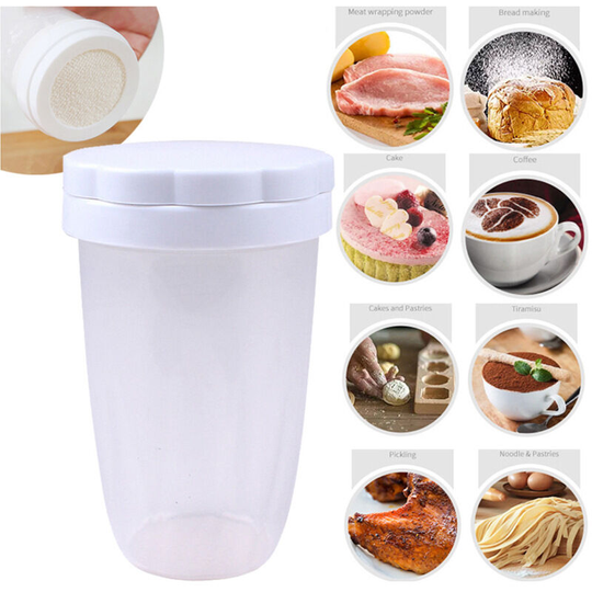 Sun Flowergb - 2 pcs Powder Sugar Shaker Duster, Powder Sugar Shaker with Lid, Sifter for Cinnamon Sugar Pepper Powder Cocoa Flour, Filter Cartridge,