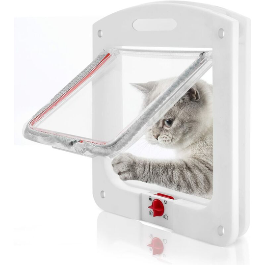 Cat Flap 22.4 x 20.3 x 3cm Dog Flaps Pet Door With Tunnel Cat Door Smart Lock Small Dog and Cat Flap Magnetic Door(White)