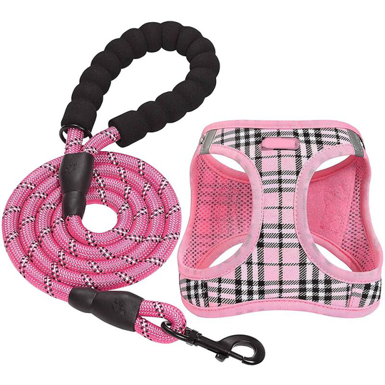 Dog harness, chest harness with leash, adjustable chest strap for small, medium and large dogs, anti-pull harness, size m