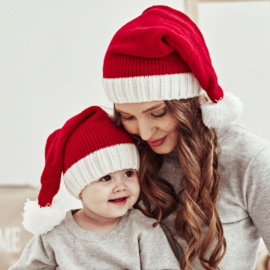 Winter Christmas parent-child wool Christmas hat single ball acrylic baby mother warm knitting hat