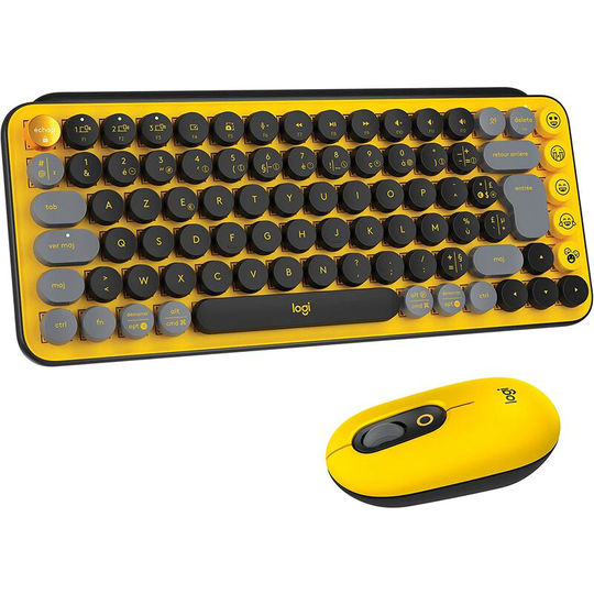 FVO - Logitech Pop Wireless Mechanical Mouse and Keyboard Combo - Customizable Emojis, SilentTouch, Precision/Fast Scrolling, Compact Design,