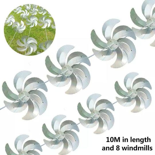 Anti-Bird Windmill Laser Repeller Silver Reflective Pin Wheels Bird Fear Deterrent Driving String 10M