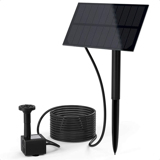 Solar Fountain Pump, 1.5W Solar Powered Water Pump with Ground Stake and 7 Different Nozzles, Floating Fountain for Garden Pond Pond Outdoor