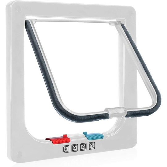 Litzee - Cat Flap, 4-Way Manual Lock, Energy Efficient, Weather Stripping, Convenient, Small Dog, Easy to Install and Use, Enhanced Version m