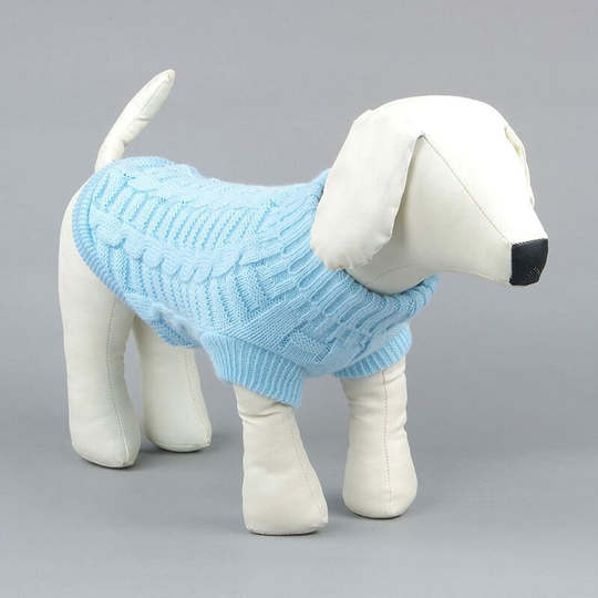 Pet Puppy Cat Dog Warm Sweater Cute Knitted Coat Clothes Autumn Winter Clothes for Dogs Blue Sweater, xs Back Length:17-18cm
