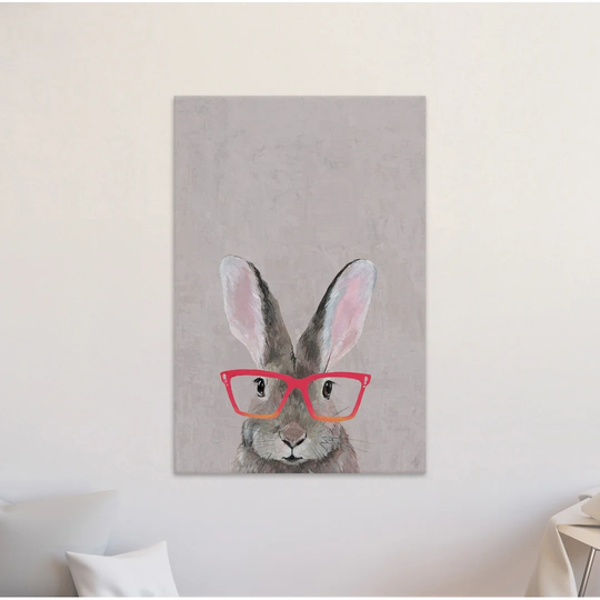 Hare with Red Glasses - Wrapped Canvas Art Print