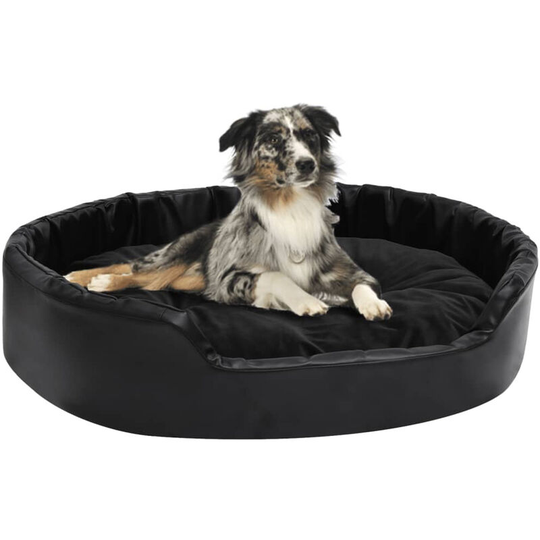 Dog Bed Black 90x79x20 cm Plush and Faux Leather