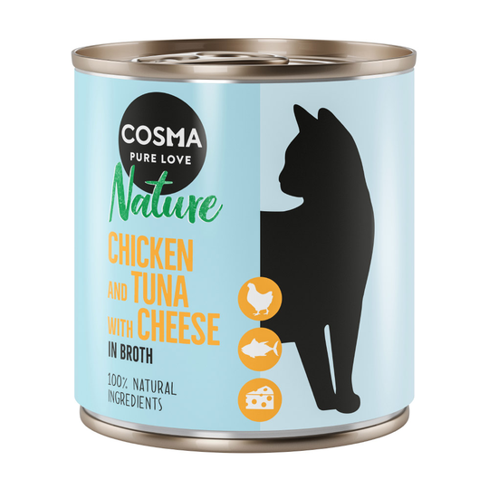 24 x 280g Cosma Nature Wet Cat Food - 15% Off!* - Chicken & Tuna with Cheese