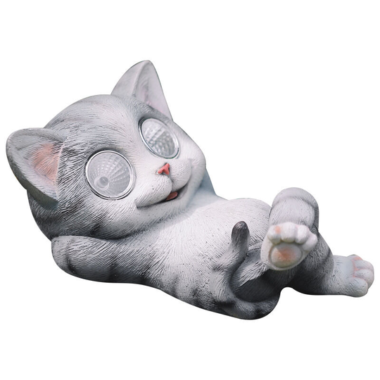 Garden Decoration Animal Statue, Solar Resin Kitten Solar Light, Animal Statue Light, Outdoor Kitten Ornament, Christmas Gift for Yard Lawn Entrance
