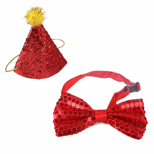 Christmas Pet Costumes Christmas Dog Bow Tie and Hat for Small Medium-Sized Cats Dogs Pets Christmas Parties