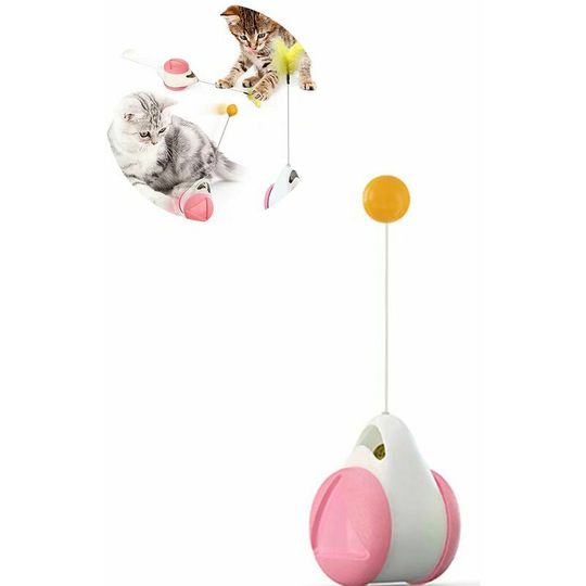 Pet Toy Toy for Cat Interactive Cat Ball Inner Rotation Toy for Cat Automatic Power Toy Cat Car Swing (Swing Car Pink White Ball